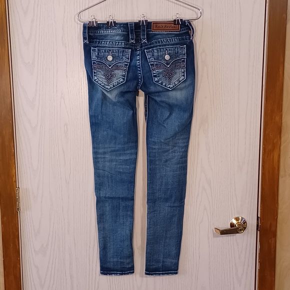 Rock Revival Alivia Jeans, Size 26, Low-Rise, Skinny, Distressed, Bedazzled - Picture 2 of 14